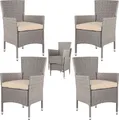 CASARIA® Gartenstühle 4er Set Polyrattan Stapelbar mit Auflagen 160kg Belastbarkeit Wetterfest Outdoor Garten Terrasse Balkon Stapelstuhl Stuhl Sessel, Farbe:creme
