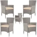 Polyrattan Gartenstuhl 4er-Set Creme/Beige stapelbar