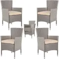 Gartenstühle 4er Set Polyrattan Stapelbar Mit Auflagen 160kg Belastbarkeit Wetterfest Outdoor Garten Terrasse Balkon Stapelstuhl Stuhl Sessel Creme - Casaria