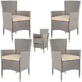 Casaria® Gartenstühle 4er Set Polyrattan Stapelbar mit Auflagen 160kg Belastbarkeit Wetterfest Outdoor Garten Terrasse Balkon Stapelstuhl Stuhl Sessel