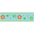 ESTAhome Tapetenbordüre Blumen Türkis und Orange 13,25 cm x 5 m 174609