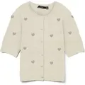 Vero Moda VMDOFFY INTARSIA 2/4 O-NCK CARDIGAN Birch/W. MOON ROCK HEARTS XS - XS