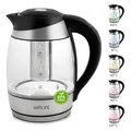 WINLIFE Glaswasserkocher Edelstahl 1,8 Liter Temperatureinstellung Temperaturwahl 60, 70, 80, 90, 100°C Farbwechsel LED| Teekessel Glaswasserkocher mit Warmhaltefunktion