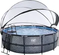 Exit Framepool "inkl. multifunktionaler Poolabdeckung & Wärmepumpe", grau, Ø/B/H/L: 427cm x Breite x Höhe 122cm x Länge, 14.758 l