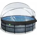 Exit Toys - Exit Stone Pool Ø427x122cm Mit Sandfilterpumpe Und Abdeckung Und Wärmepumpe - Grau