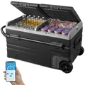 VEVOR 12 V Autokühlschrank, tragbarer 115 L Gefrierschrank mit 2 Zonen und Rädern & Griff, -20 °C bis 20 °C, 12/24 V DC / 100–240 V AC-Kompressorkühler für den Außenbereich, Camping, Reisen