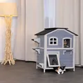 lionto Katzenhaus mit klappbarem Dach, 80x55x90 cm, grau-weiß