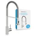 Bächlein Küchenarmatur 360 Grad schwenkbar Farbe gebürsteter Edelstahl – Einhand-Spültischbatterie aus Edelstahl mit flexiblem Hals und Brause mit Umschalt-Taste, Wasserhahn für die Küche