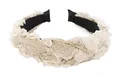 axy Haarreif mit Blumenkranz Look Wunderschön Vintage Look zur Hochzeit Stirnband Haarschmuck Damen Haarreifen HRBLU1 (Beige)