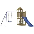 vidaXL Spielturm, Klettergerüst mit Rutsche Schaukel, Kinder Kletterturm mit Holzdach, Spiel-Zubehör für Garten, Holz Spielplatz, Imprägniertes Kiefernholz