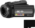 INF Camcorder Videokamera 4K/48MP/16x Zoom/IR-Nachtsicht/Fernbedienung/32-GB-Karte