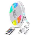 B.K.Licht - LED Strip 10m mit Fernbedienung, buntes RGB Licht, dimmbar, selbstklebend, LED Streifen, Leiste, Zimmer Deko, Gaming Deko, Band, Lichtleiste, Lichtschlauch, 1000x1x0,25 cm, Weiß