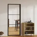 vidaXL Innentür ESG Glas und Aluminium 83x201,5 cm Schwarz