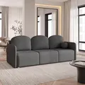 Sofa SUVI III mit Schlaffunktion, Schlafsofa, Wohnzimmersofa, Couch, Soffa, Bettsofa, Geflochtener Stoff – Grau NEVE 90