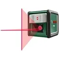 Bosch Kreuzlinien-Laser Quigo Betriebsart: Batterie-Betrieb|Art des Zubehörs: 2 x Batterie 1,5V LR03 (AAA). Universalklemme MM 2 (0 603 962 203). Schnellmontage-Adapter. Karton