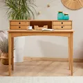 Schreibtisch MILANO mit 4 Schubladen und 1 Fach aus Massivholz, Eiche farben, robuste Verarbeitung PC-Tisch mit Stauraum für Büro und Home-Office
