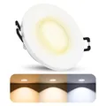 SSC-LUXon BEDA Einbaustrahler IP65 flach 30mm mit LumiFLEX LED Modul wechselbar 4W warmweiß + neutralweiß + tageslicht - Einbauspot außen Dusche weiß rund 230V