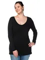 Sheego Damen Große Größen Langarmshirt aus Baumwolle Basicmode klassisch Rundhals-Ausschnitt -