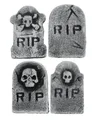Horror-Shop Dekoobjekt 4er Pack Mini Grabsteine aus Styropor als Hallowee