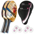 Butterfly Tischtennisschläger 2x Timo Boll Gold 85021 + Drive Case 1 + Bälle, Tischtennis Schläger Set Tischtennisset Table Tennis Bat Racket