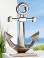 Gilde Großer ALU ANKER "MARITIM" auf Mangoholzsockel - 56 cm 48008