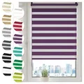 Doppelrollo Klemmfix ohne Bohren 60cm x 100cm Lila Duo Rollo Klemmrollo Sonnenschutzrollo Fensterrollo für Fenster & Türen Zebrarollo Seitenzugrollo