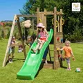 Spielturm 'funny 3', Natur, Mit Schaukel, Rutsche, Sandkasten Und Kletterwand - Fungoo