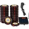 VEVOR Restaurant-Pager-System, Kabelloses Warteschlangensignal mit 500 m Reichweite, Piepser zur Rufannahme von Gästen mit Vibration und Blinken, ... - Schwarz