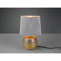 Defibrico - Tischleuchte Sophia Mit Keramikfuß & Samtschirm Grau - Gold, Höhe 26cm