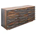 invicta INTERIOR Massives Sideboard Relief 160cm Sheesham Holz grau Smoke Finish mit aufwändiger Front Kommode Anrichte
