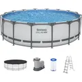 Steel Pro MAXTM Frame Pool Komplett Set mit Filterpumpe Ø 488 x 122 cm , lichtgra...