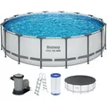 Bestway Steel Pro MAX Frame Pool Komplett-Set 488 x 122 cm lichtgrau