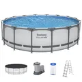Frame pool - Set mit Filterpumpe Pool Swimmingpool Lichtgrau Ø488x122cm