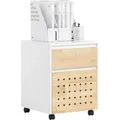 SoBuy Aktenschrank mit 2 Schubladen Druckertisch Rollcontainer für Büro Weißnatur ASK06-WN