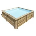 GRE Holzbecken quadratisch Modell City 225 x 225 x 68 cm, Komplettset - Naturbelassen