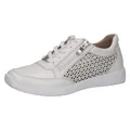 CAPRICE Damen Sneaker flach aus Leder mit Reißverschluss, Weiß (White Nappa), 38 EU