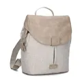 Zwei Damen City-Rucksack Olli OR8 kleiner Rucksack 5 Liter Lederoptik im Vintage-Style robust strapazierfähig wasserabweisend Hauptfach mit Reißverschluss (sand)