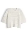 OPUS Damen Pullover | Kurzarmpullover aus nachhaltigem BCI Cotton Mix Milk, S