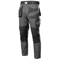 NEO TOOLS Herren Arbeitshose, 100% Twill-Baumwolle 260 g/m2, verstärkter Kniebereich mit Taschen für Knieschoner, Multifunktionstaschen, Stoffgürtel, Größe:XS, grau