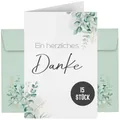 15 Dankeskarten inkl. Umschläge für Hochzeit, Standesamt, Geburtstag, Baby, Kommunion, Jugendweihe, Taufe | Karte Danke | Klappkarte DIN A6 (Eucalyptus)