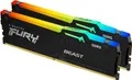 Kingston FURY Beast RGB - DDR5 - Kit - 64 GB: 2 x 32 GB - DIMM 288-PIN - 6400 MHz / PC5-51200 - CL32 - 1.4 V - ungepuffert - on-die ECC - Schwarz