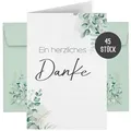 Things of Happiness Dankeskarte 15 Dankeskarten inkl. Briefumschläge, Dankeskarten Set, Dankeskarte Hochzeit Taufe Geburt grün