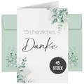45 Dankeskarten inkl. Umschläge für Hochzeit, Standesamt, Geburtstag, Baby, Kommunion, Jugendweihe, Taufe | Karte Danke | Klappkarte DIN A6 (Eucalyptus 45 Stück)