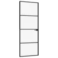 vidaXL Innentür Schwarz 76x201,5 cm Hartglas & Aluminium Schlank