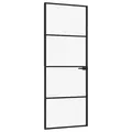 Innentür Schwarz 76x201,5 Cm Hartglas & Aluminium Schlank Vidaxl