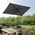 Sekey Sonnenschirm Balkon 200 x 125 cm Rechteckig Gartenschrim 8 Streben Marktschrim Terrassenschirm mit Schnellöffnungs-Knopf UV50+