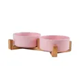 Lous Keramik Fressnapf mit Bambus (Pink, 2x450ml)