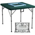 VEVOR Mahjong-Tisch mit Mahjong-Steinen-Set, Kartentisch für 4 Spieler mit 144 Mahjong-Steinen & 3 Würfeln, Tragbarer, Klappbarer Dominotisch mit Verschleißfester Grüner Tischplatte & Tragegriff