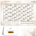 XXL Jahreskalender 2025 + Januar 2026 Jahresplaner in A1 im schönem beigen De...