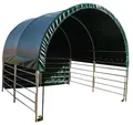 P. Lindberg Weidezelt für Pferde Weideunterstand 3x3m wetterfeste PVC Plane grün 610 g/m² Stallzelt Sturmfest Winterfest offene Seiten